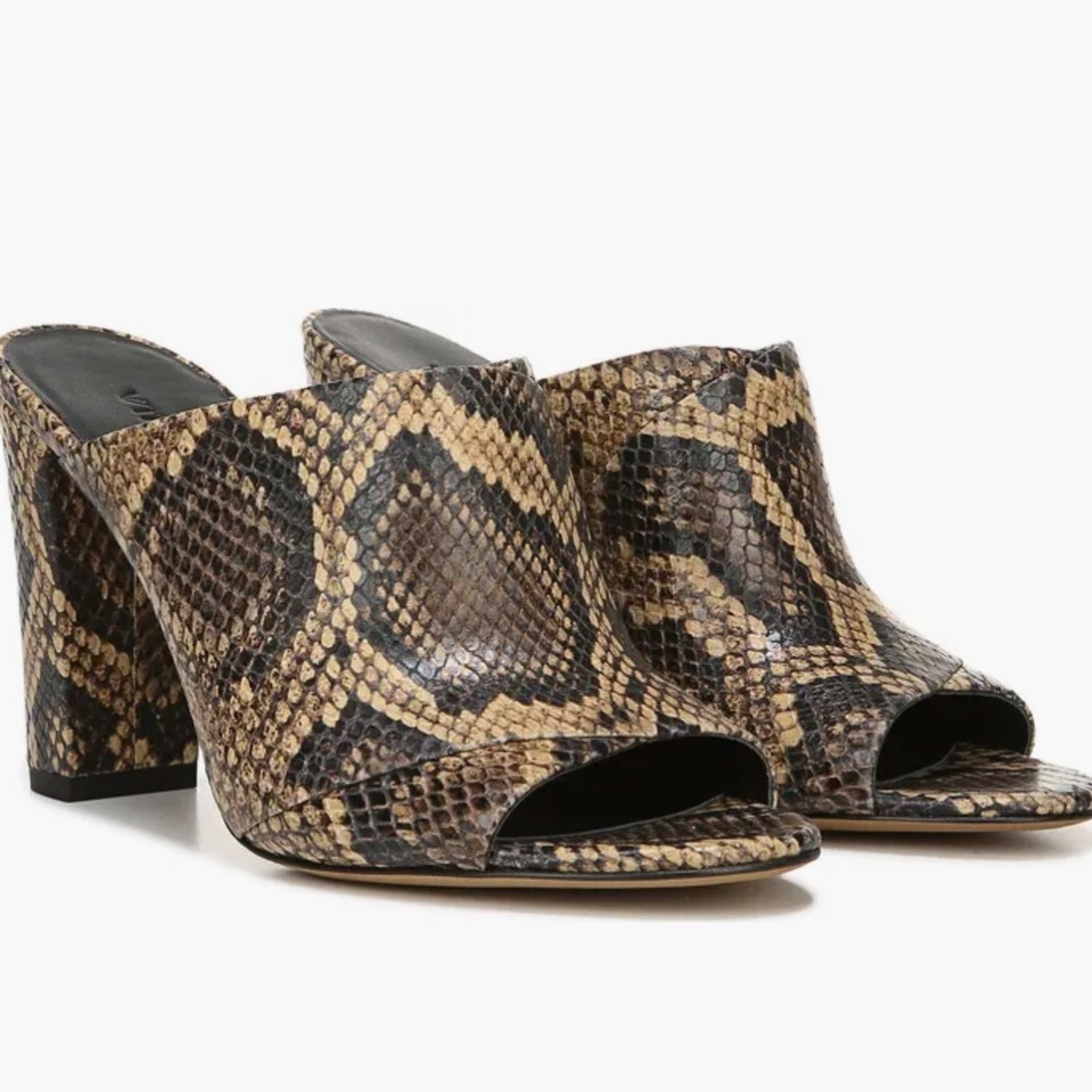 Vince Heath Cross Strap Sandal Snakeskin Patterned Women's Mules